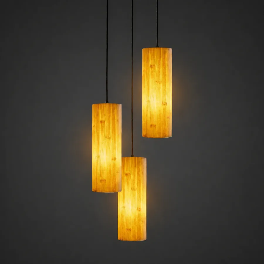 Antares Bamboo Pendant Lamp · 3 lights