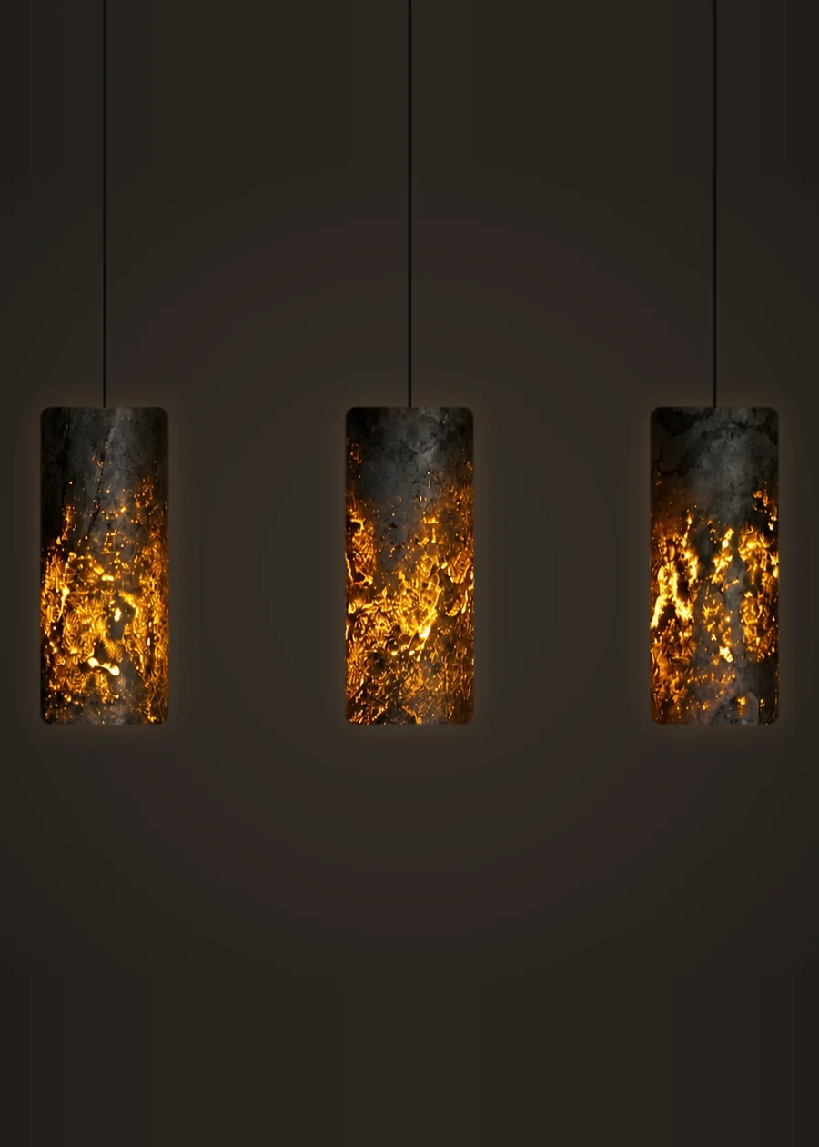 Colgante Tabit de Mármol Metalizado · 3 luces